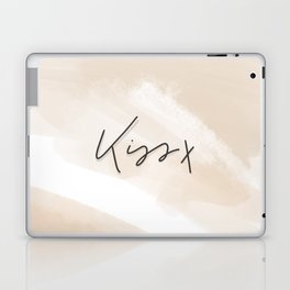 Kiss x | abstract watercolor,  neutrals, beige, peachy, apricot and typography Laptop & iPad Skin