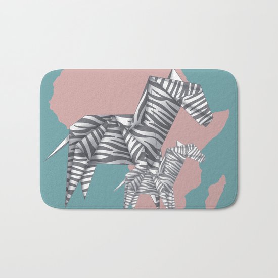 ZEBRAS (Origami animals) Bath Mat