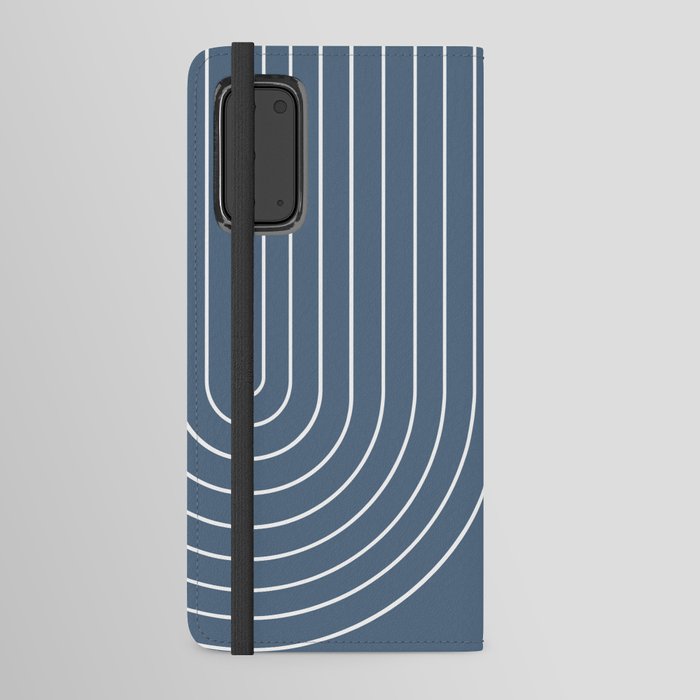 Minimal Line Curvature LXXXIV Nautical Blue Mid Century Modern Arch Abstract Android Wallet Case