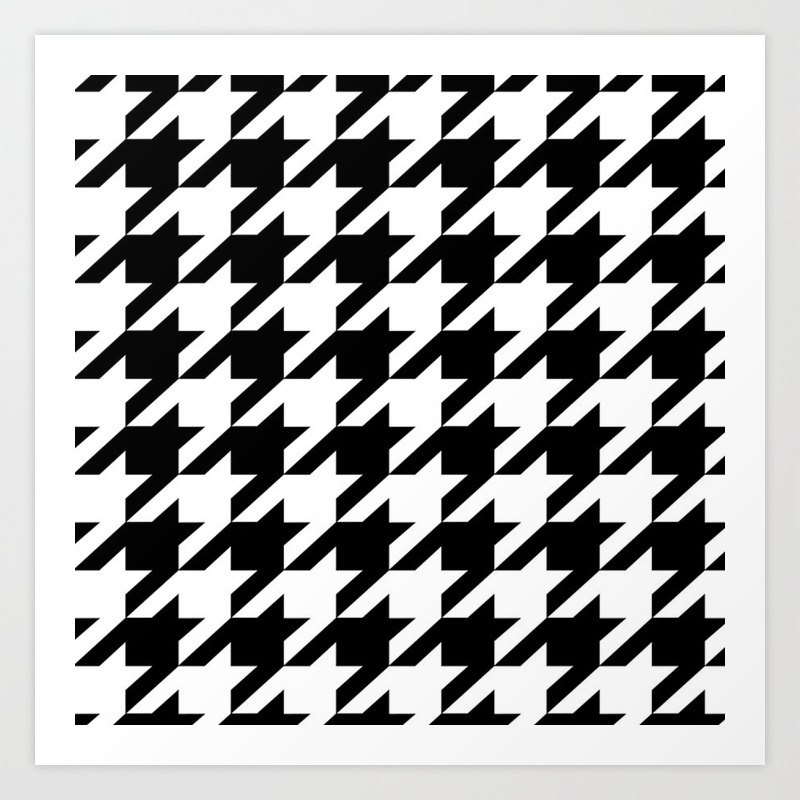 retro fashion classic modern pattern black and white houndstooth Art Print by chicelegantboutique | Society6