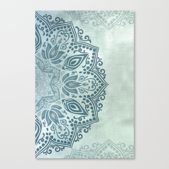 Mandala Teal Blue Green Turquoise - right side Canvas Print