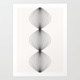 Geometric Orb Row - Black Art Print