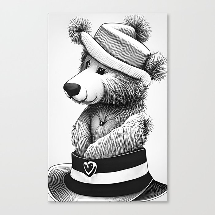 Hat in Hat Bear Canvas Print