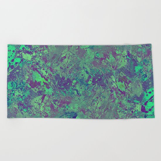 Cool And Calm - Abstract blue and purple painting, icy, chilled out, calming, relaxing artwork Beach Towel