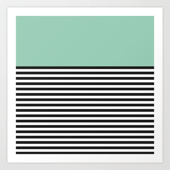 STRIPE COLORBLOCK {MUTED JADE} Art Print