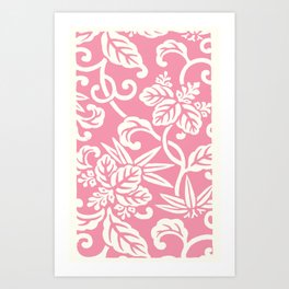 Natural Elegance in Soft Pink: Nishiki Brocade Japanese Pattern  Art Print