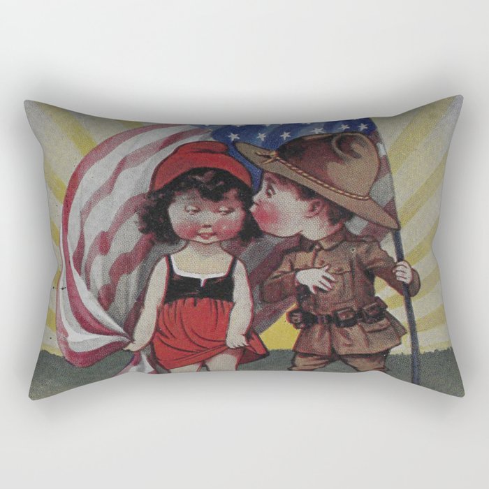 An Adorable Kiss Under American Flag - Simpathy Peace Usa & Russia Rectangular Pillow