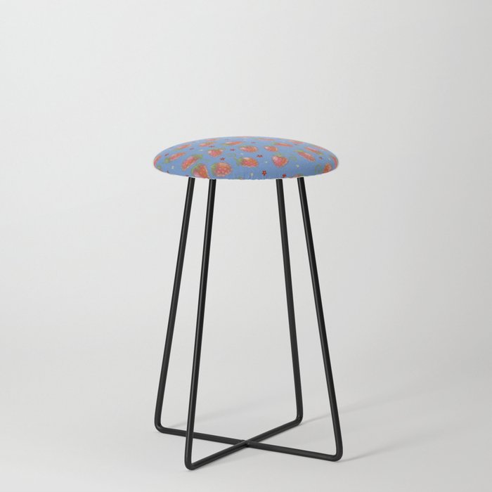 Strawberry Blue Counter Stool