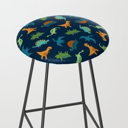 Dinosaur Tumble - green, rust and teal on navy by Cecca Designs Bar Stool
