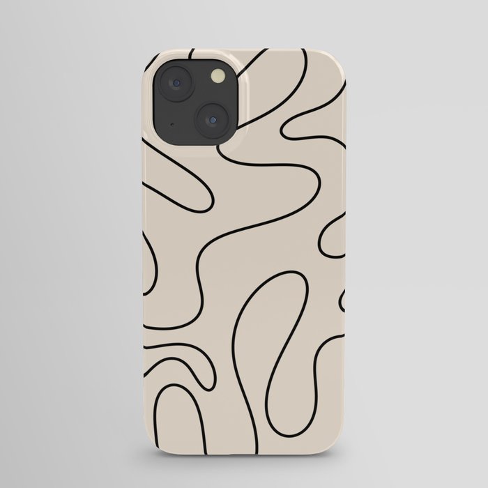 Squiggle Abstract Minimalist Modern Pattern in Black and Almond Cream iPhone Case