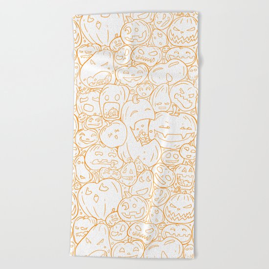 Pumpkin Halloween line pattern Beach Towel