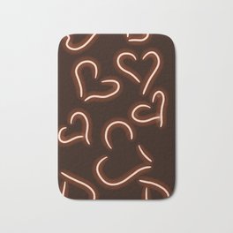 Neon Hearts Red Bath Mat