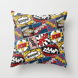 Modern Comic Book Superhero Pattern Color Colour Cartoon Lichtenstein Pop Art Throw Pillow