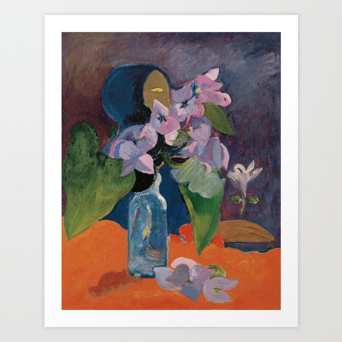 Paul Gauguin - Still Life With Flowers And Idol (1892) Art Print by Ninboy Prints - X-Small