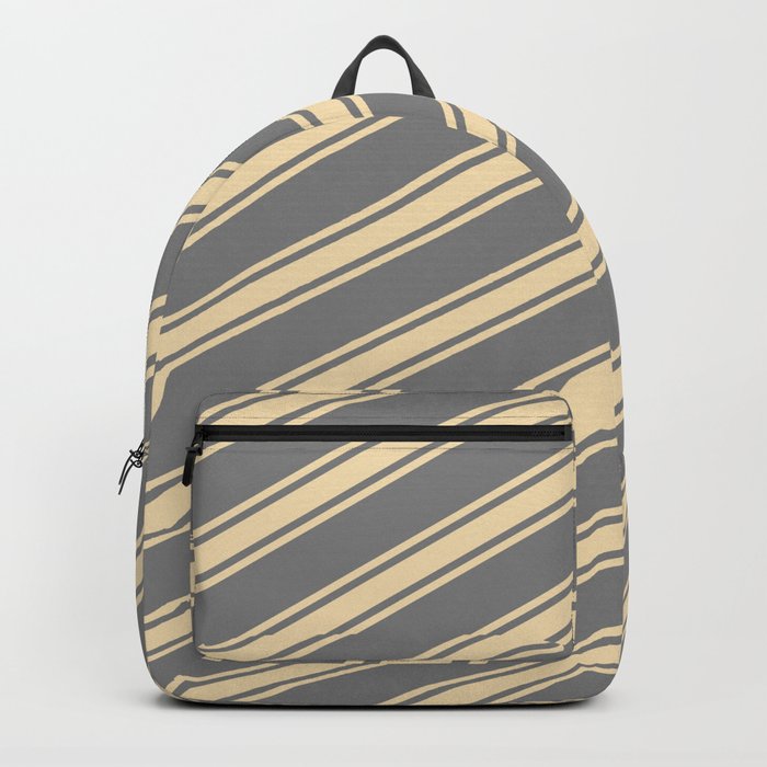Grey & Tan Colored Pattern of Stripes Backpack