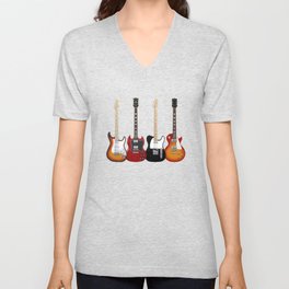 Four Electric Guitars V Neck T Shirt