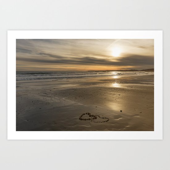 Pebble heart's at sunset Art Print