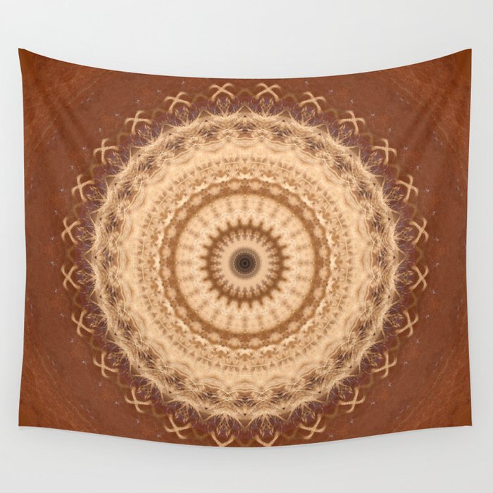 Mandala in brown,  peach and skin tones Wall Tapestry