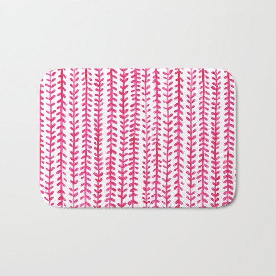 Watercolour Experimenting: Pink Leaves. Bath Mat