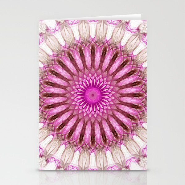 Cream, pink and red mandala Stationery Cards