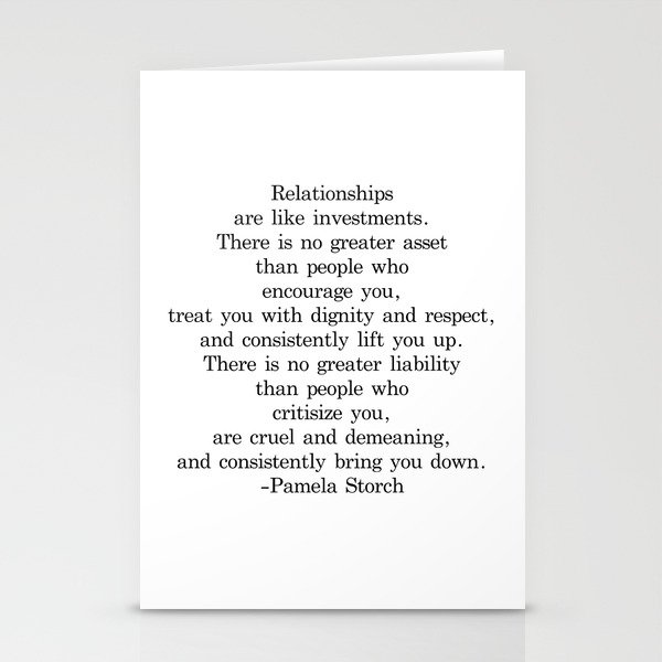 Relationships are Like Investments Quote Stationery Cards