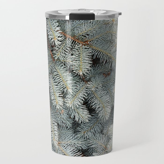 Close Up of Blue Spruce Travel Mug