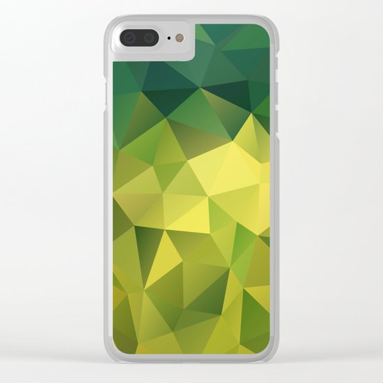 Abstract of triangles polygon in green yellow lime colors Clear iPhone Case