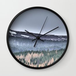 Scottish Highlands Mountain Pine Tree Line in I Art and Afterglow  Wall Clock