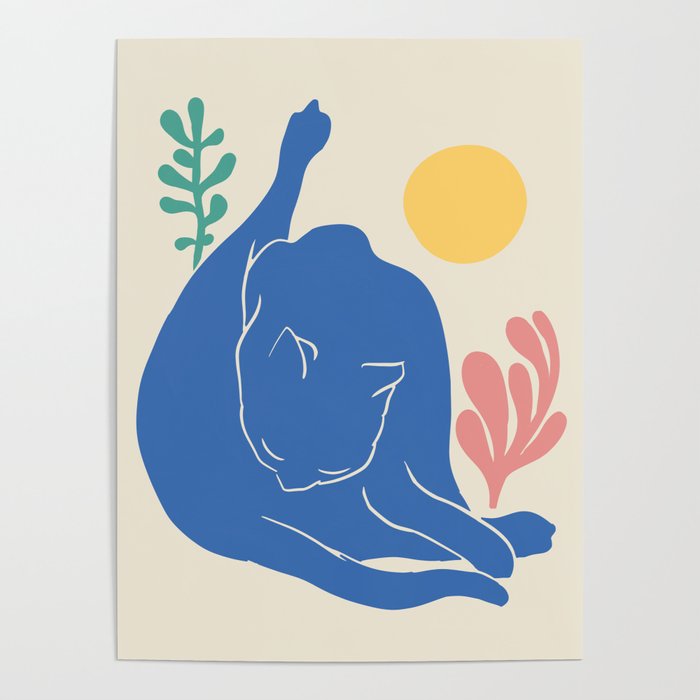Cat Licking Butt - Grooming Butt in Yoga pose cat licking the third eye Chakra | Ajna Brow Cleaning Poster