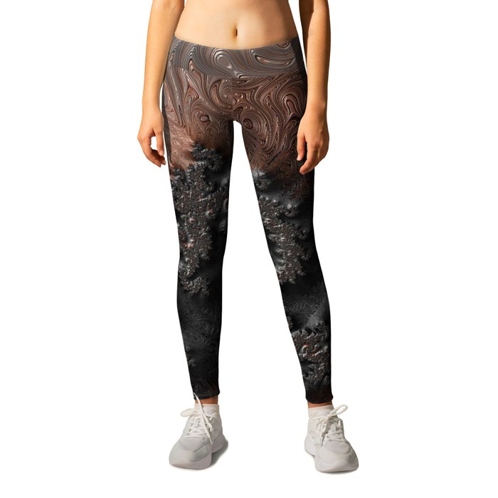 Copper And Steel Embossed Spiral Abstract Leggings