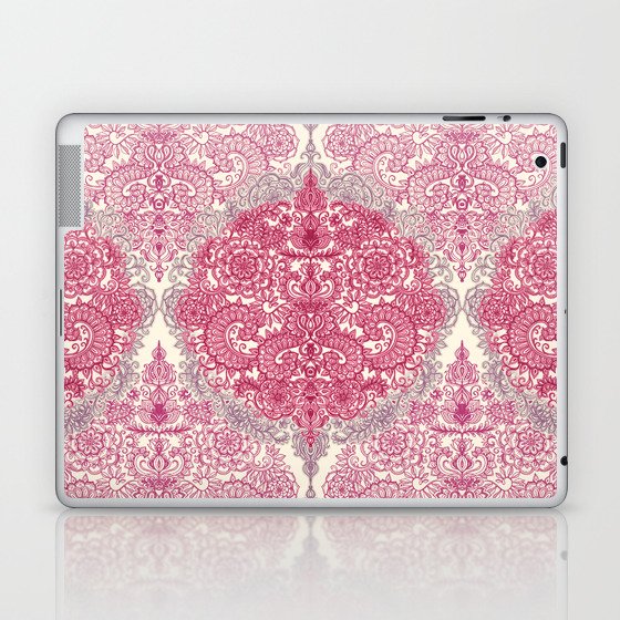 Happy Place Doodle in Berry Pink, Cream & Mauve Laptop & iPad Skin