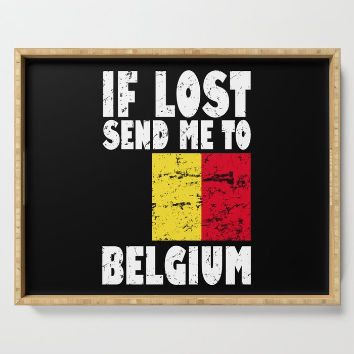 Belgium Flag Saying Serving Tray