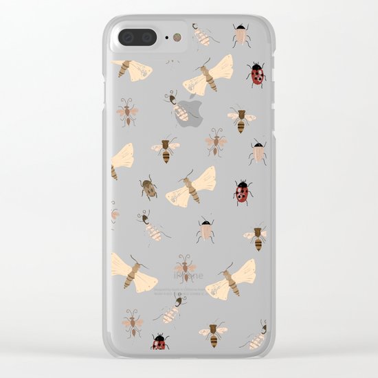 Insects and Bugs Pattern Clear iPhone Case