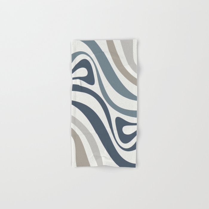 New Groove Retro Swirl Abstract Pattern in Neutral Blue Grey Hand & Bath Towel