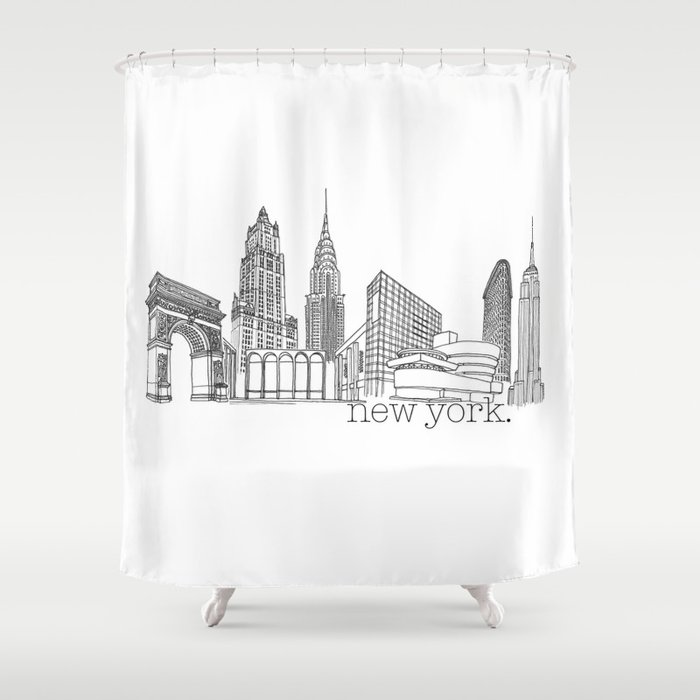 Downtown Doodler Shower Curtain, New York Shower Curtain