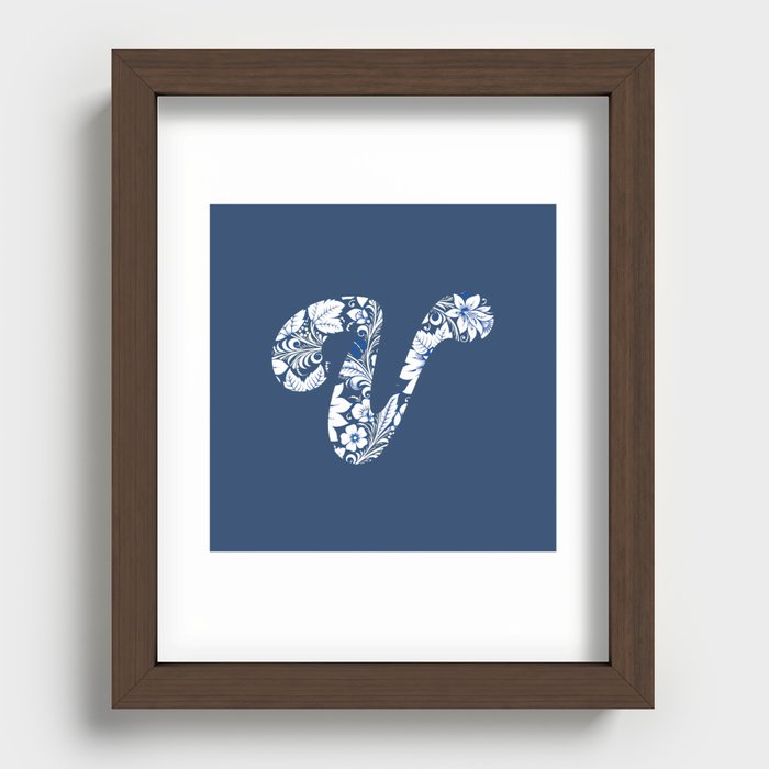 Chinese Element Blue - V Recessed Framed Print