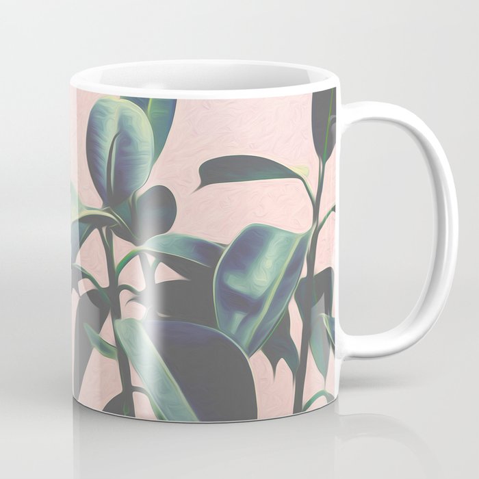 Pink Tropical Leaves Coffee Mug