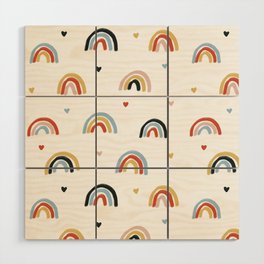 Happy colorful rainbow pattern Wood Wall Art