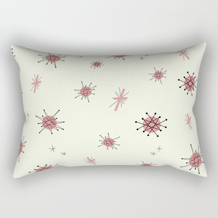 Mid Century Atomic Starburst Pink Pattern Rectangular Pillow