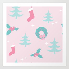 Pastel Holiday Charm Art Print