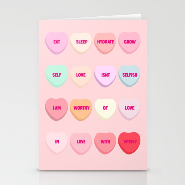 Valentine Affirmation Conversation Hearts Stationery Cards