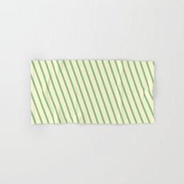 [ Thumbnail: Dark Sea Green & Light Yellow Colored Stripes Pattern Hand & Bath Towel ]