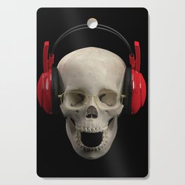Skull in the headphones wearing glasses Cutting Board