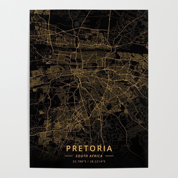 Pretoria, South Africa - Gold Poster