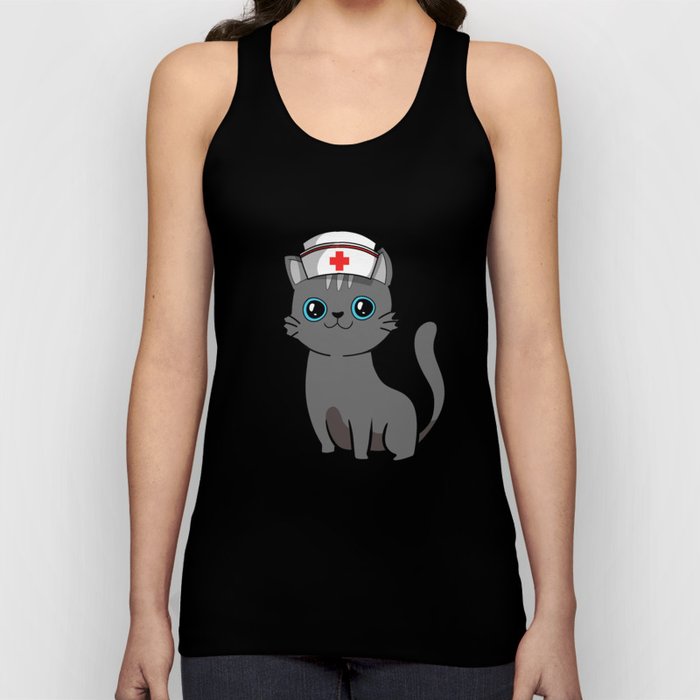 Cute Black Cat Nurse International Nurse Day T-Shirt Tank Top