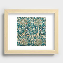 William Morris Vintage Melsetter Teal Blue Green Floral Art Recessed Framed Print