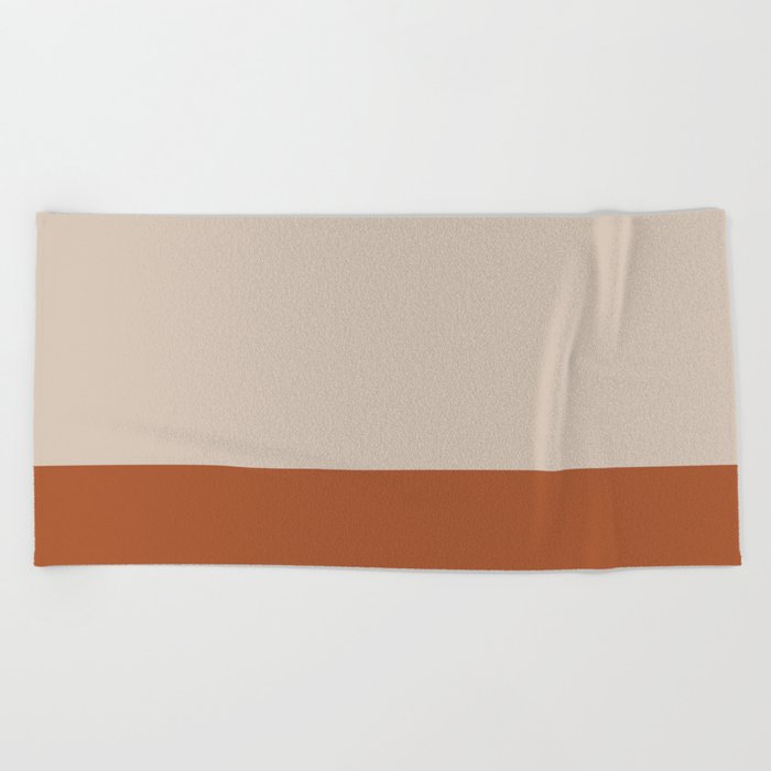 Minimalist Solid Color Block 1 in Putty and Clay Beach Towel
