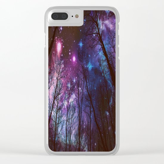 Black Trees Dark Space. Clear iPhone Case