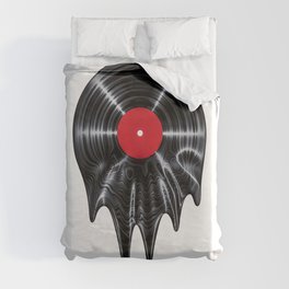 Melting vinyl / 3D render of vinyl record melting Duvet Cover