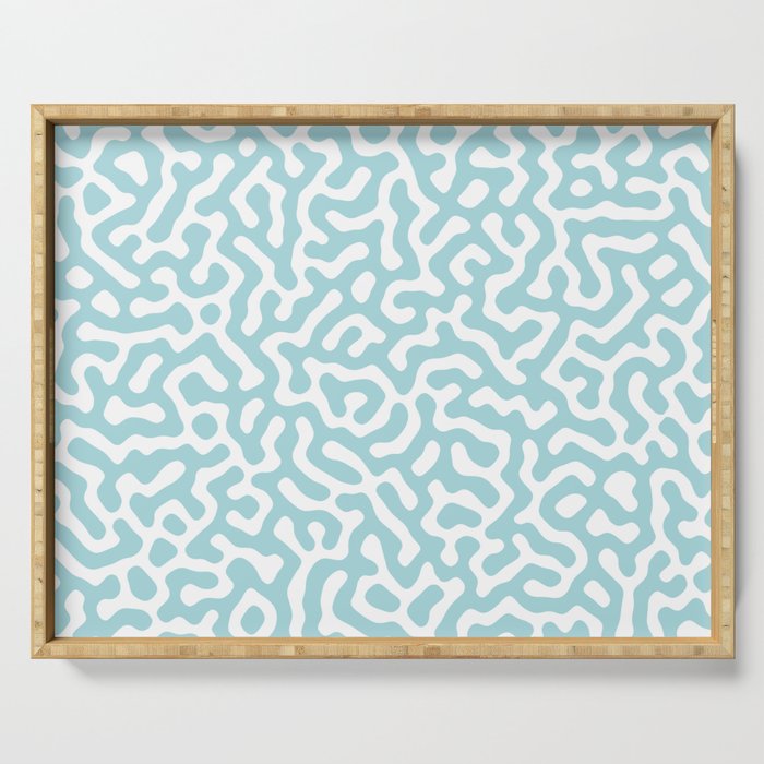 Blue And White Labyrinth Seamless Pattern Serving Tray